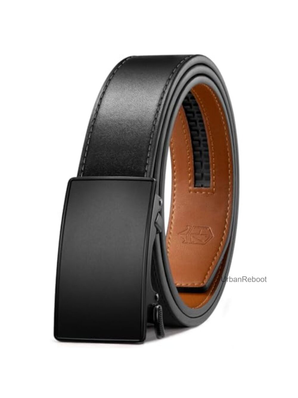 Men's Leather Ratchet Belt Adjustable Trim to Fit Dress Belt